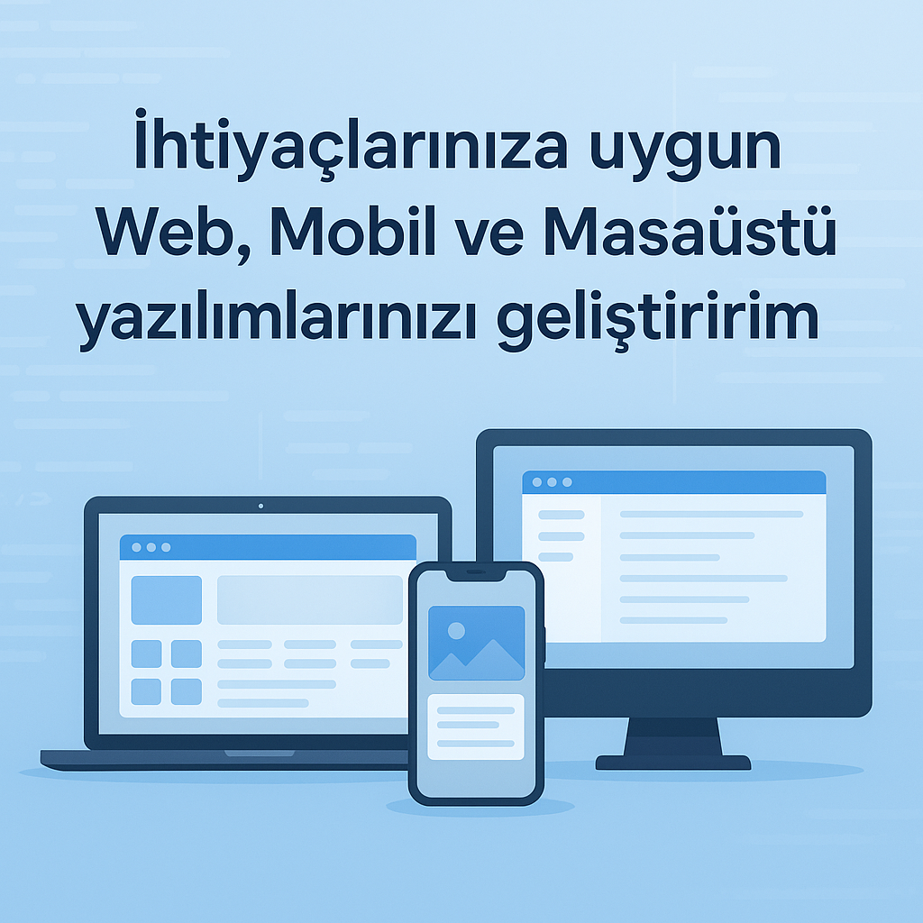 İhtiyaçlarınıza uygun Web, Mobil ve Masaüstü yazılımlarınızı geliştiririm